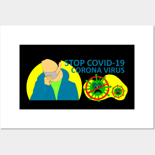 stop covid-19 use a mask Posters and Art